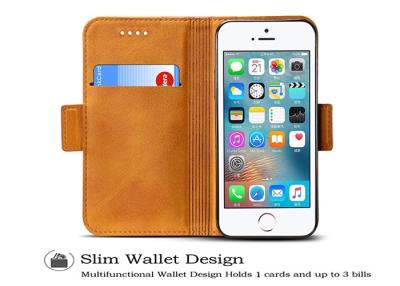 China Customized Yellow Genuine Leather Flip Case / iphone 5s 5se Real Leather Case for sale