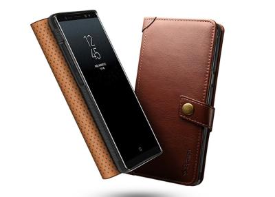 China Thin Samsung Galaxy Note 8 Wallet Case Brown / Book Style Leather Cover for sale