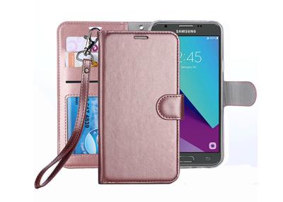 China Gold Samsung Leather Case For Samsung Galaxy J3 , Soft TPU Leather Case for sale