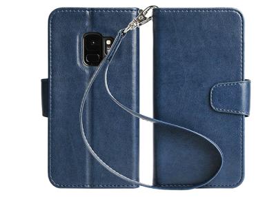 China Waterproof Blue Samsung Leather Case / Samsung Galaxy S9 Leather Stand Case for sale