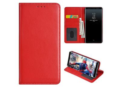 China Samsung Galaxy Note 8 Leather Flip Cover / Samsung Leather Folio Case Red for sale