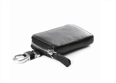 China Antiknock Black 6 Hook Key Case For Mens / Small Genuine Leather Key Wallet for sale