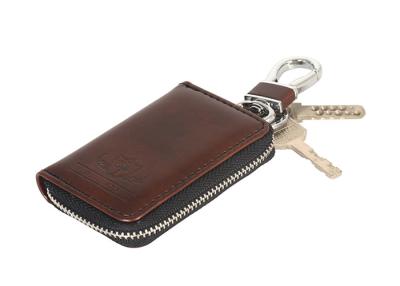 China Handmade Metal Leather Key Ring Holder With Zippered Closure Multifunctional for sale