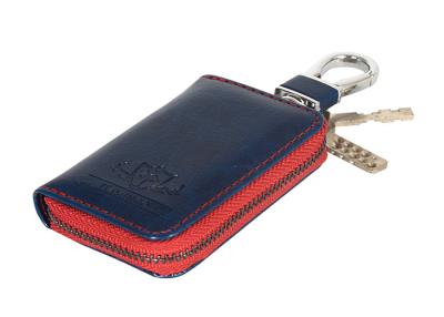 China Slim Blue Leather Key Case With 2 Pocket Money Sleeves 4.52*2.55*0.98 Inches for sale