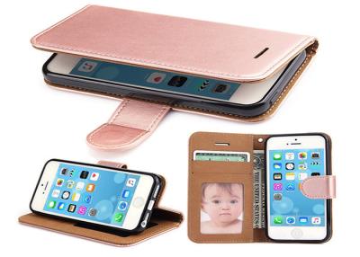 China Rose Gold Leather Wallet Case For iPhone 5 5S SE , iphone Leather Case Luxury for sale