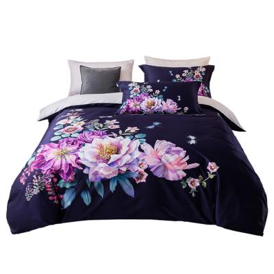 China Nondisposable 60 Thread Count Custom Cotton Four Piece Bedding Set Set 100% Cotton Bed Sheet Duvet Cover 3d Digital Printing for sale