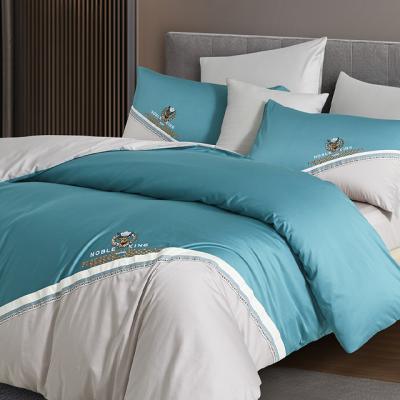 China Nondisposable Nordic Style 100% Cotton Bed Sheet Set Luxury Embroidered Bedding Set for sale