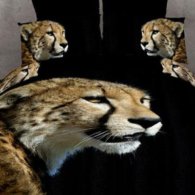 China New Animal Digital Printed 3D Bedding Set 100 Sheet Luxury Comforter King Size Comfortable Black Cotton Nondisposable for sale