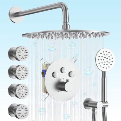 China Without Sliding Bar New Products Concealed Mixer Shower System Faucet Set Brushed Nickel Mixer Tap Set for sale