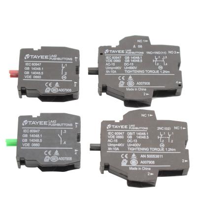 China TAYEE LA42 IEC60947 1N0 Button Switch Contact 1NC 1NO Switch Bases for sale