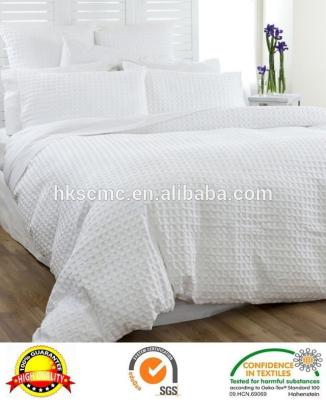 China Customized 100% single bedding flame retardant elegant white cotton waffle duvet cover for sale