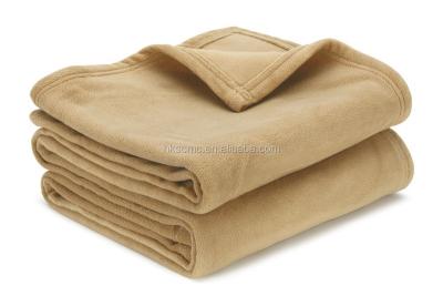 China Polyester Coffee Color Cheap QUICK DRY Sides Brushed Fleece Blanket for sale