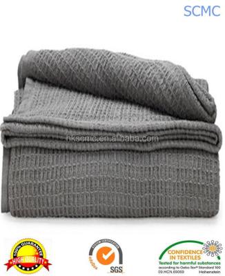 China Flame Retardant Wholesale Best Double 100 Cotton Gray Waffle Weave Blanket for sale