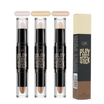 China QIC Anti-Wrinkle Double Head Concealer Pen Repair Stick Dual Function Concealer Stick Highlighter Bar Cutout Private Label for sale