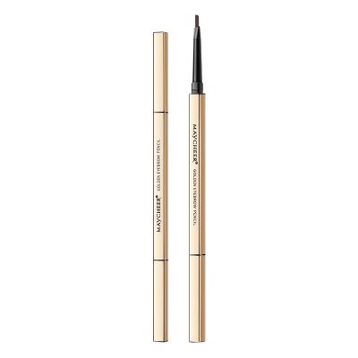 China Private Label Makeup Waterproof Gold Bar Double Headed Triangular Small Eyebrow Pencil Tip Waterproof Non-smudge 5 Color Eyebrow Pencil for sale