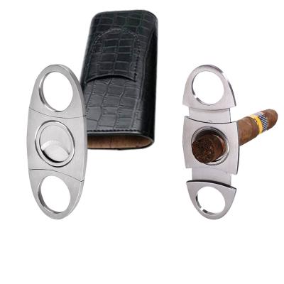 China Custom Made Knife Eco-friendly Mini Premium Cigar Cutter Logo Stainless Steel Laser Cutting Scissors Fast Shipping Cigar Cutter for sale