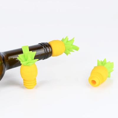 China Factory Wholesale Reusable Silicone Pineapple Shape Bottle Stopper Wine Bottle Plug for sale