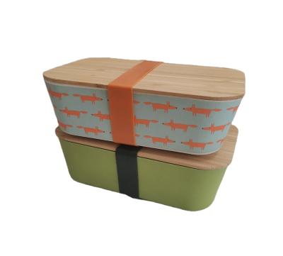 China Sustainable Hot Sale Product Amazon Bamboo Fiber Lunch Box Customize Bento Box With Bamboo Lid for sale