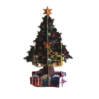 China Europe Handmade Paper 3D Christmas Tree Model CMYK Christmas Greeting Cards for sale