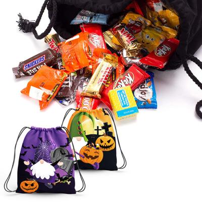 China Amazon Recyclable New Design Halloween Candy Drawstring Bag Decorative Party Candy Bag for sale