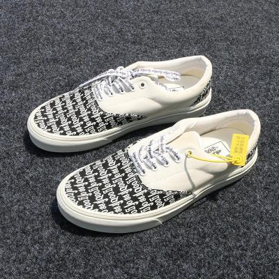 China 2021 fashion trend hot sale unisex casual shoes dread of god letter cut full low canvas panel printing shoes for sale