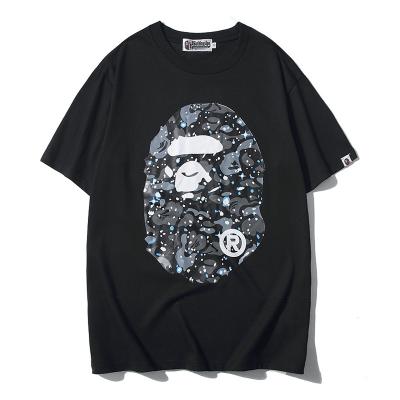 China Best Selling Anti-wrinkle Cotton Spandex Crew Neck Bape T-shirt With Grid Price for sale