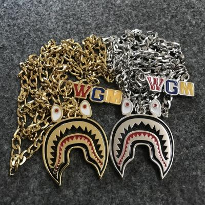 China Plus Size 2021 Fashion New Style Trend Hip Hop Style Jewelry Pendant Necklace Bape Shark Mouth Unisex Cartoon for sale