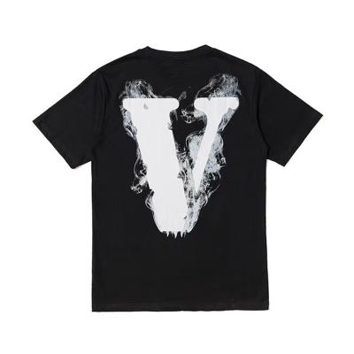 China High Quality Anti-Wrinkle VLONES Men Branded Loose Ink Smoke Print Devil Angel LOGO Unisex T-shirt T-shirts for sale