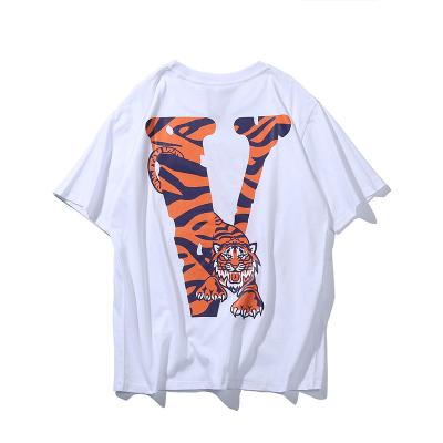 China Anti-wrinkle wholesale VLONES T-shirt tiger big V head printing short-sleeved summer limited unisex loose T-shirt for sale