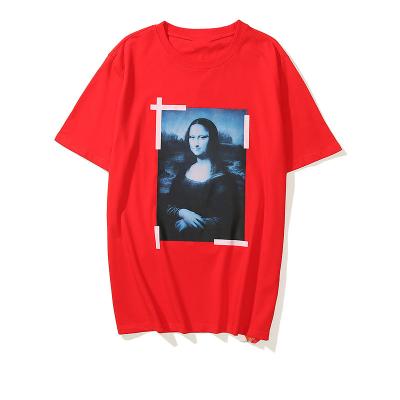 China Fashionable Anti-wrinkle Brand Quality Mona Lisa Graphics T-shirt Shorts Sheath Men's Casual Street Design Plus Size Loose T-shirt for sale