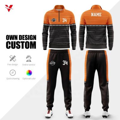 China Breathable Soccer Tracksuit Training Men Jogging Suits Wholesale Simple Football Club Tracksuit Set Sew Logo Mens Jackets Custom Made for sale