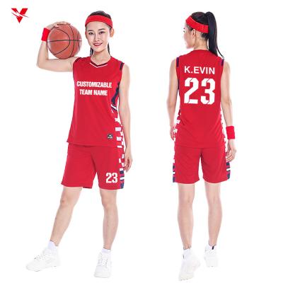 China Wholesale Breathable High Quality Customizable Fabric 100%Polyester Mesh Numbers Basketball Women Wear Basketball Jersey Girls Sets for sale