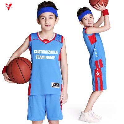 China Latest Fashion Toddlers Basketball Tank Tops Breathable Kids Sets Basketball Uniform With Sleeves Vest Personalized Custom Logo With Numbers for sale