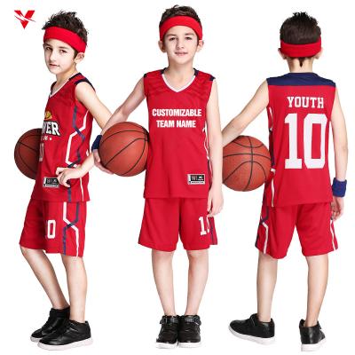 China High Quality Mesh Custom Breathable Children Basketball Shirts Wear Polyester Cloth Joint Breathable Kids Basketball Tank Top Warm for sale