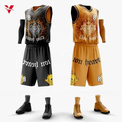 China Custom Full Sublimation Breathable Reversible Basketball Uniforms Mens Retro Basketball Clothes Breathable Collage Basketball Tank Top Shirts for sale