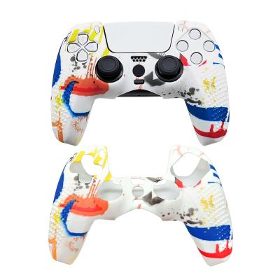 China Multi Color Design Silicone Protective Case for PS5 , Water-Transfer Print PS5 Controller Skin for sale