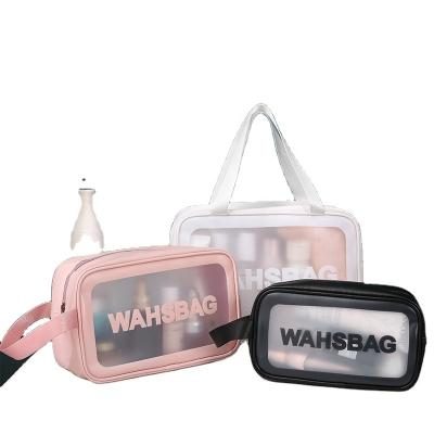 China ISO Sedex Disney FAMA Fashion BSCI Transparent Waterproof Beach Zipper Travel Bath Bag ClearPVC Toiletry Bag Cosmetic Bag With Handle for sale