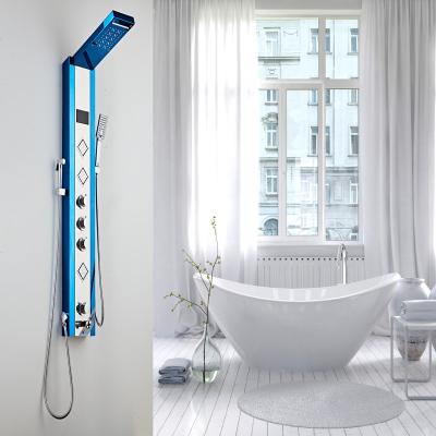 China Without Slide Bar Custom Colors Blue Rainfall Shower Massage Bathroom Digital Panel With Led Lights for sale