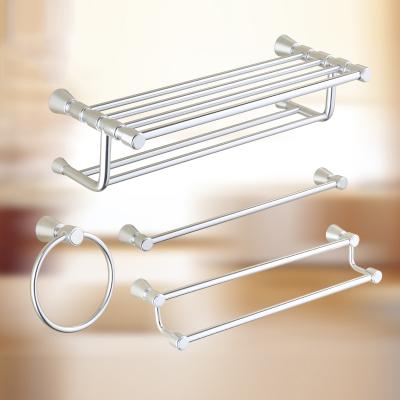 China Bolt Inserting Type Towel Bathroom Shelves Corner Hang Towel Rack Double Row Towel Shelf Brass Shelf Wall In Bathroom for sale