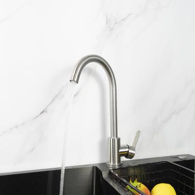 China Modern Brushed 304 Stainless Steel Taps Faucets Hot Cold Faucet For Kitchen Sink for sale