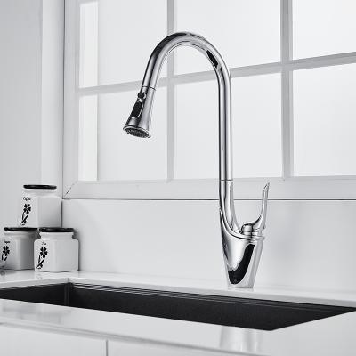 China 360 Degree Pull Down Sprayer Kitchen Sink Faucets Modern Luxury Single Handle Rotatin Hot Cold Faucets for sale