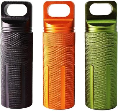 China 6061 Outdoor Waterproof Material EDC Aluminum Alloy Aluminum Alloy Seal Cap Bottle Survival Case Container Emergency First Aid Pills Tank for sale