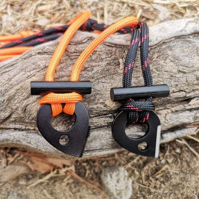 China With 2 Holes Drilled Fire Starter Collar Paracord Survival Ferro Rod Flint And Scraper Steel Camping Tools Outdoor EDC Emergency Collar for sale