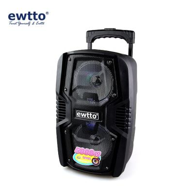 China Colorful LED Light Ewtto Dual 6.5 Inch Trolley Speaker With Blue Tooth And Light for sale