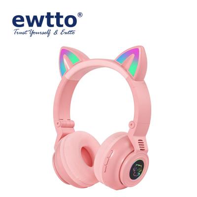 China Ewtto ET-A4715B Cat Ear Headset Foldable LED Light Comfortable Headphones for Boys Girls Sport Wireless Earbuds for Kids for sale