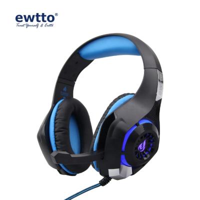 China Professional Earphones For PC EWTTO Gaming Earphones LED Light Professional Gamer Headset Adjustable Headphones With Microphones for sale