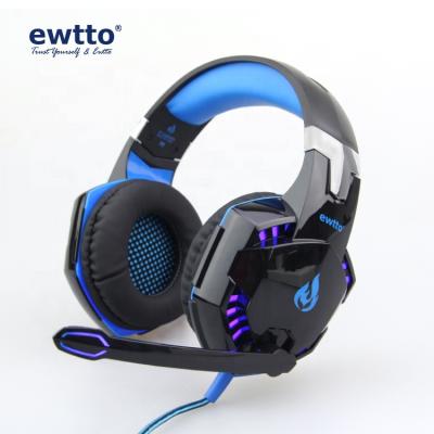 China Earphones For Internet Bar ewtto Professional Gamer Headset LED Light Wired Earbuds On-Ear Headphone For PC for sale