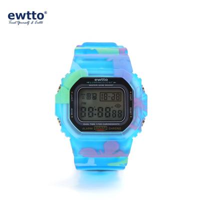 China Transparent alarm ewtto cool full-page backlight printing wrist sports watch for women for sale