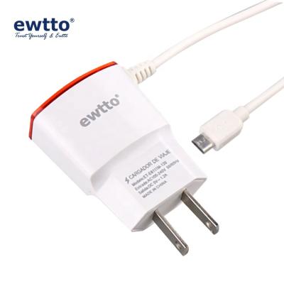 China 1.2M ewtto ET-E6111M-120 DC-5V Cable and Charger Set US Plug Safe Convenient Charging Micro Chargers with 2 USB Ports for sale