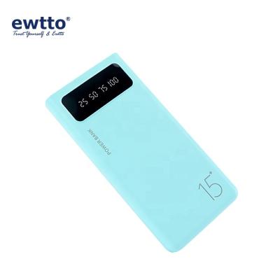 China 2021 New Product 15000 Mah Mobile Charger Factory Lithium Polymer Battery Mobile Power Supply ewtto Charging Mobilphone With Cable for sale